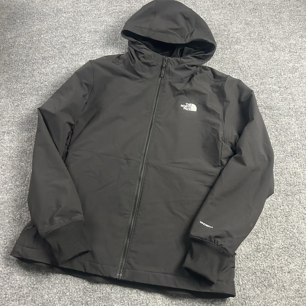 The North Face Jacket Womens Large Black WindWall Softshell Hooded Fleece Lined